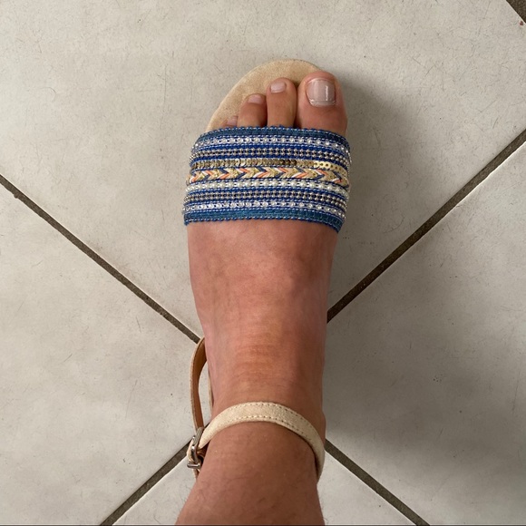 Boho beaded platform sandals with strap size 8.5 - Picture 8 of 10